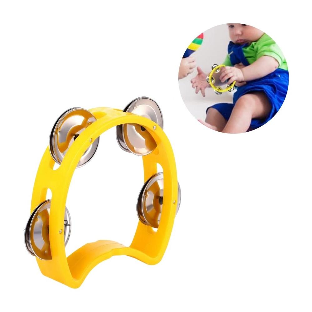 Pandereta Infantil Plástica 4 Chapas 10 cm - Amarillo