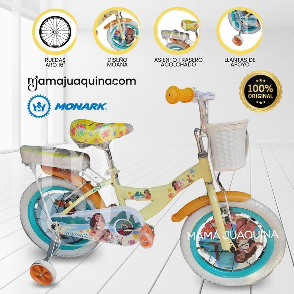 Bicicleta Campera con Canasta Aro 16 «MOANA» Yellow