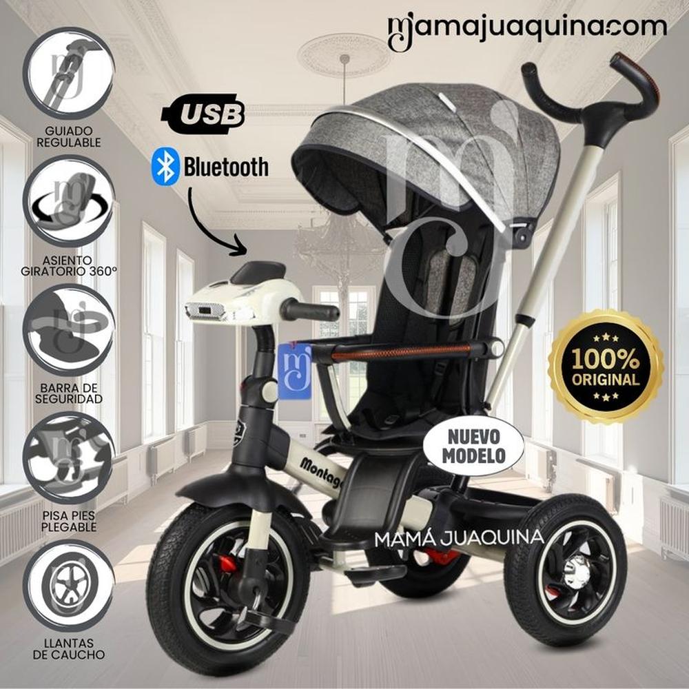 Triciclo Guiador Musical 3 en1 «BUMER» Gray