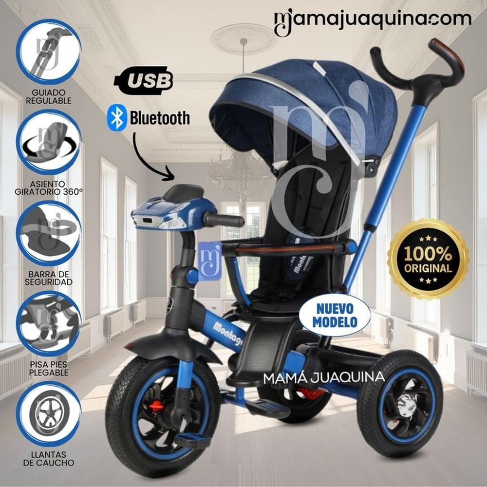 Triciclo Guiador Musical 3 en1 «BUMER» Blue
