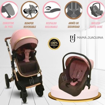 Coche Moisés Travel System «EROS ROYAL» con Porta bebé Pink Coche Moisés Travel System «EROS ROYAL» con Porta bebé Pink