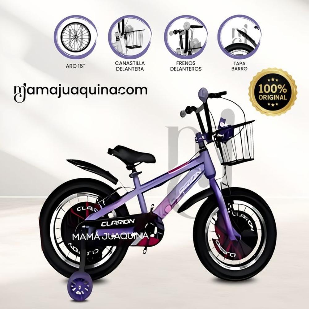 Bicicleta Para Niña Aro 16 «CLARION II» con Canasta Purple