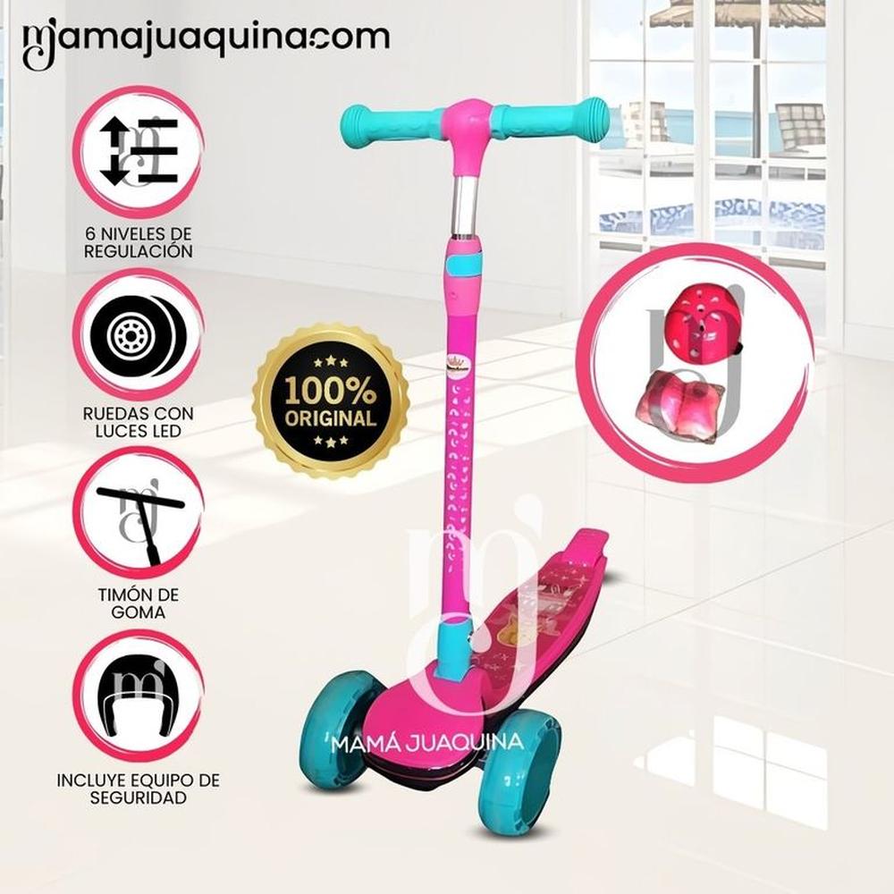 Scooter para Niños con Kit de Protección «FUNNY KIDS» Fucsia