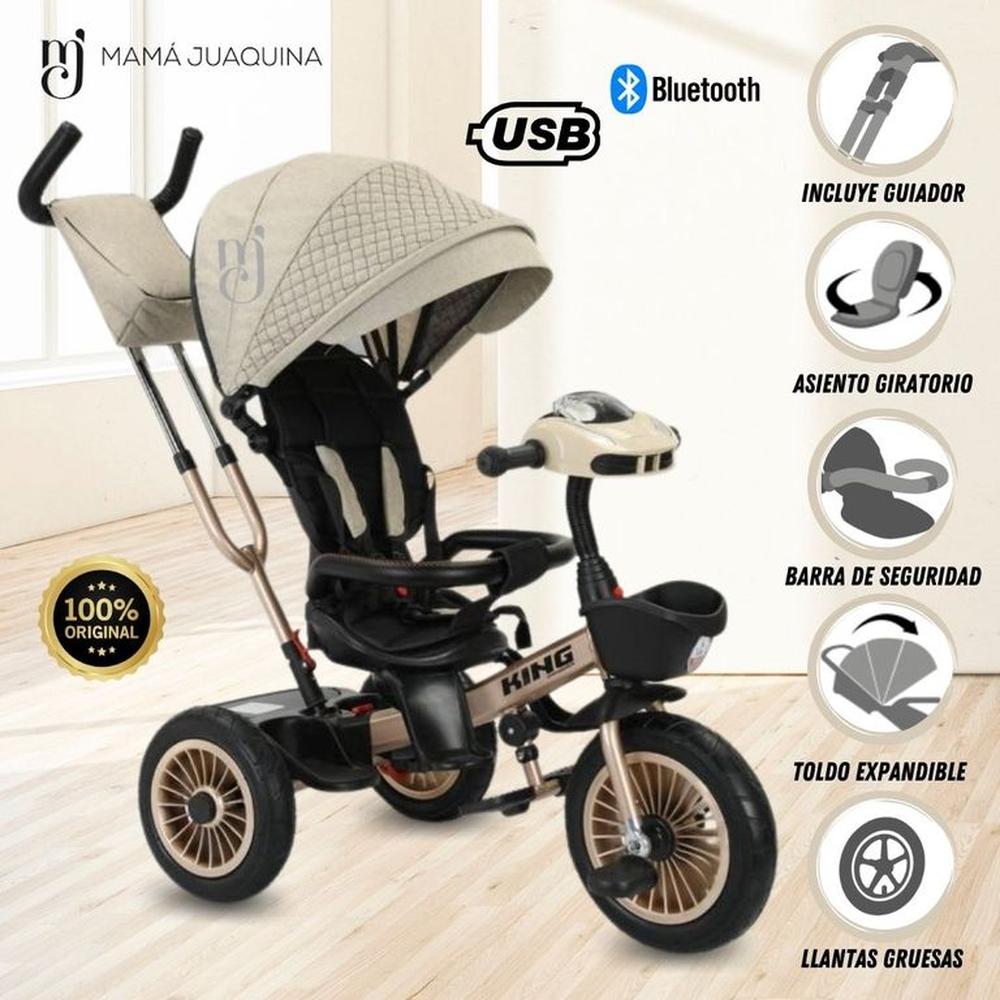 Triciclo Guiador Giratorio «MAX STEEL» USB Bluetooth Beige