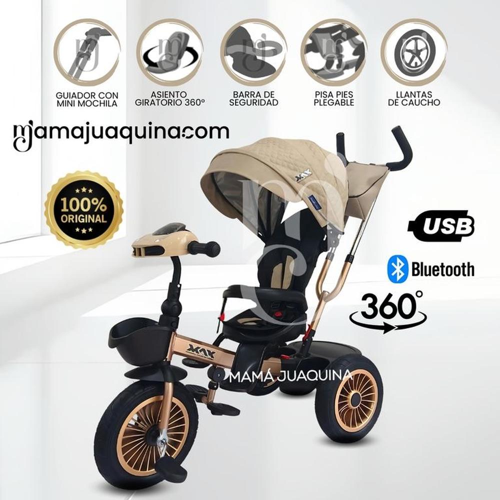 Triciclo Guiador GIratorio «MAXI» con Bluetooth Beige