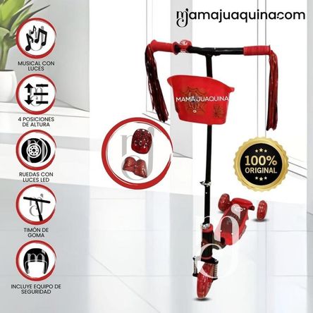 Scooter para Niños con Kit de Protección «FUNNY RIDE» Red