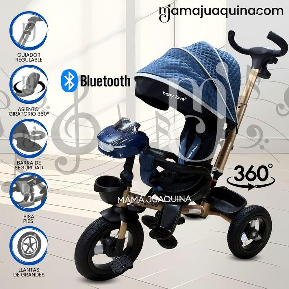 Triciclo Guiador Musical «JUAQUINA» con Bluetooth Blue