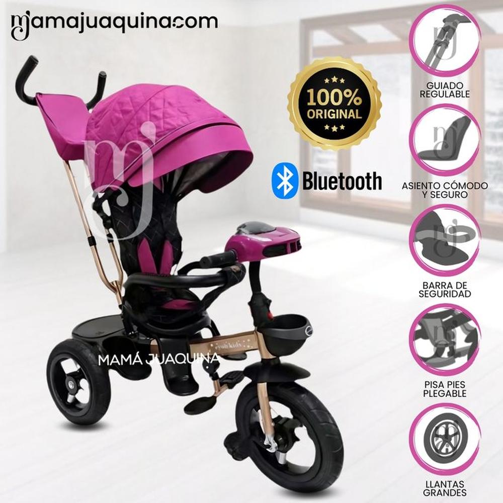 Triciclo Giratorio 3 en 1 «SMART PREMIUM» USB Bluetooth Dark Pink