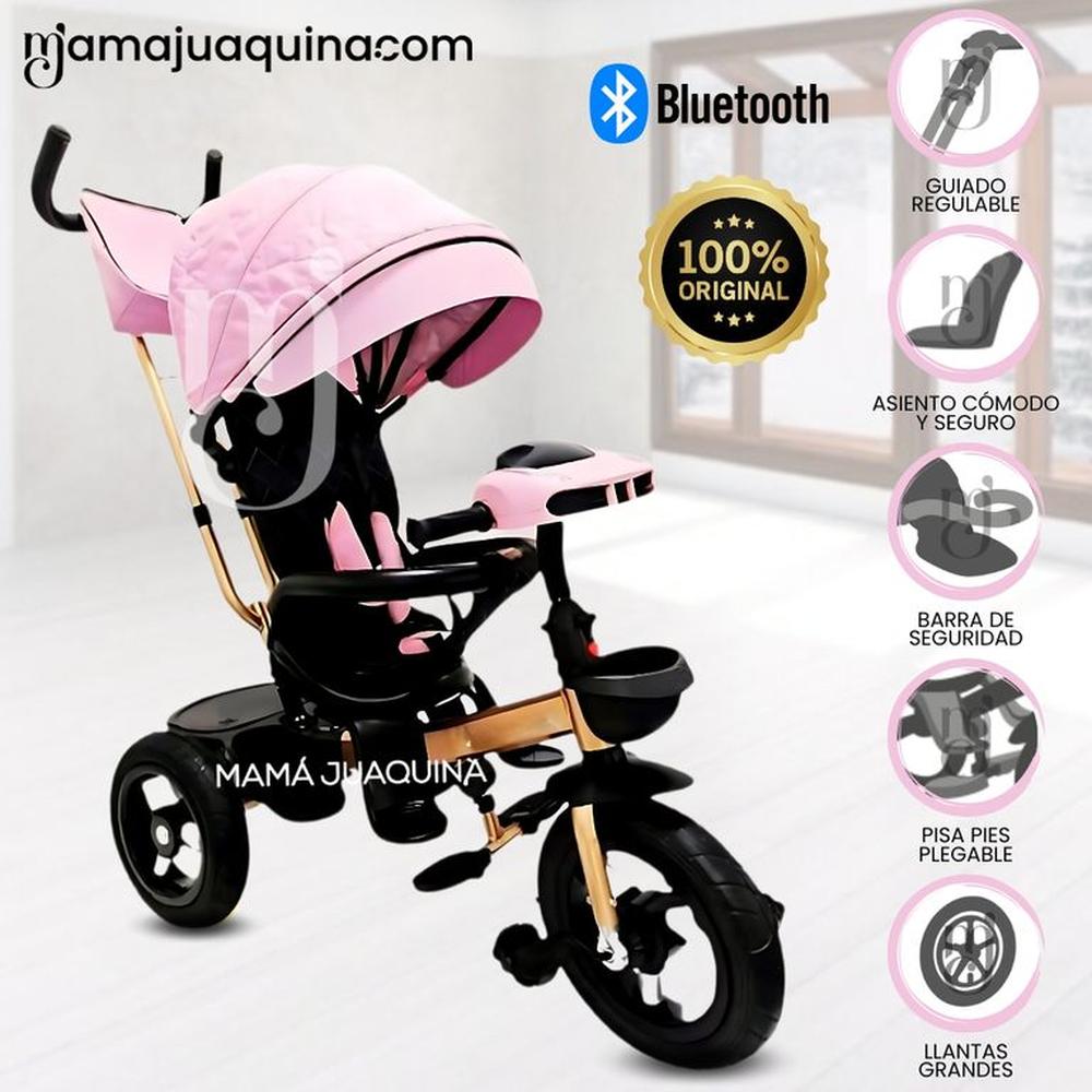 Triciclo Giratorio 3 en 1 «SMART PREMIUM» USB Bluetooth Pink