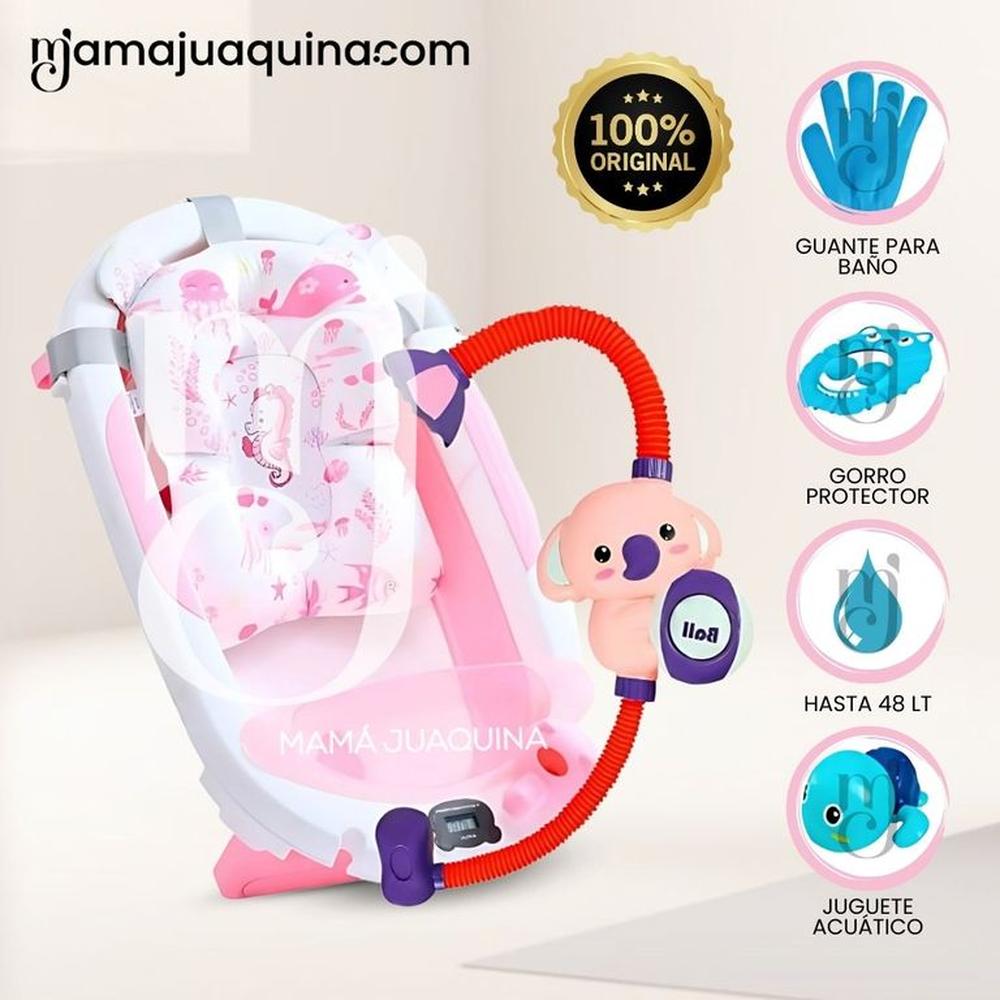 Bañera Plegable con Regadera «MEMO» Pink