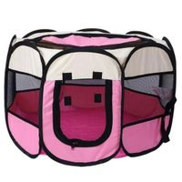 Corral Plegable L para Mascotas Rosa con Blanco