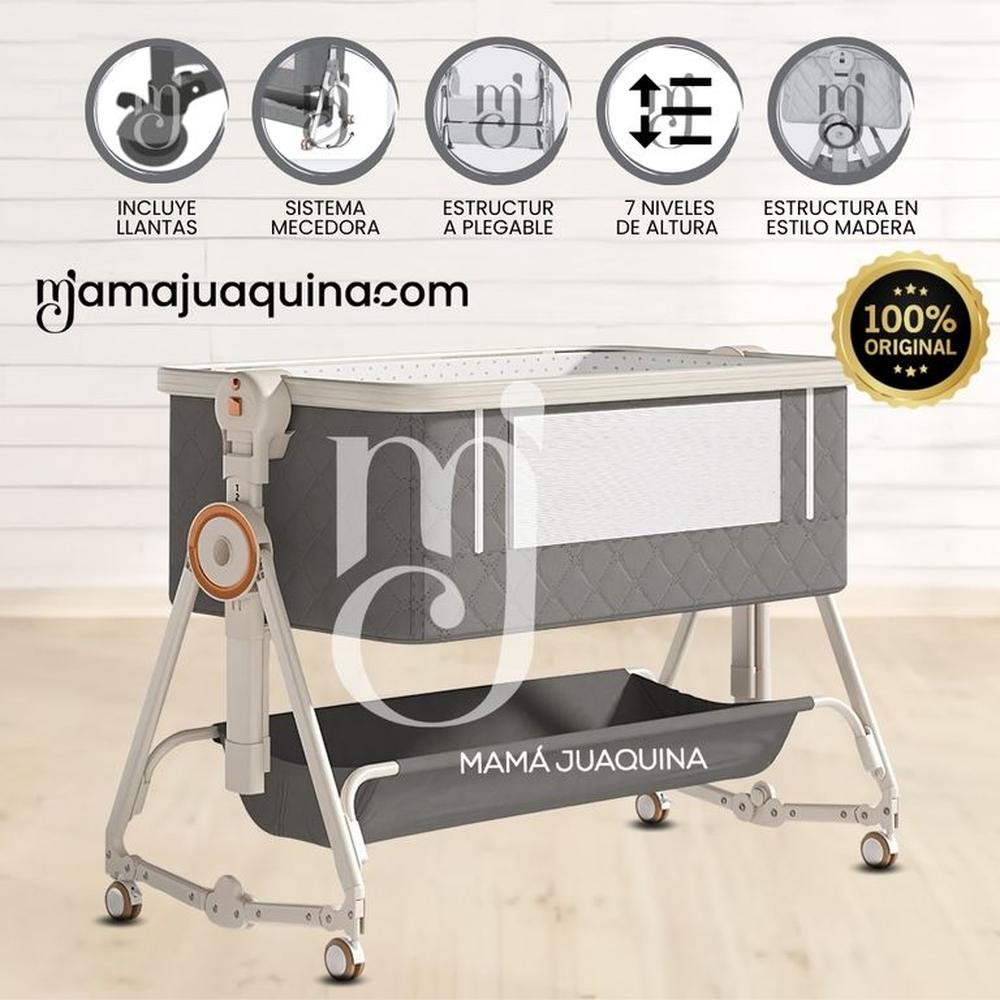 Cuna Colecho Mecedora Plegable 2 en 1 «LONE» de Lujo Gray