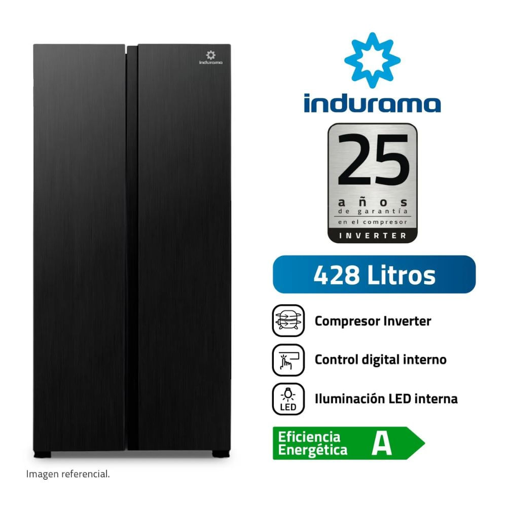 REFRIGERADORA INDURAMA 428LT SIDE BY SIDE RI-769N-NEGRO