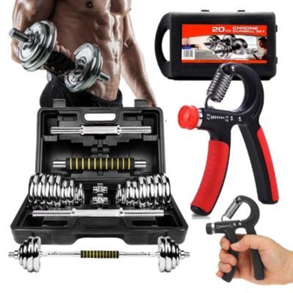 Mancuernas Cromadas Acople Set 20KG Hand Grip Regulable