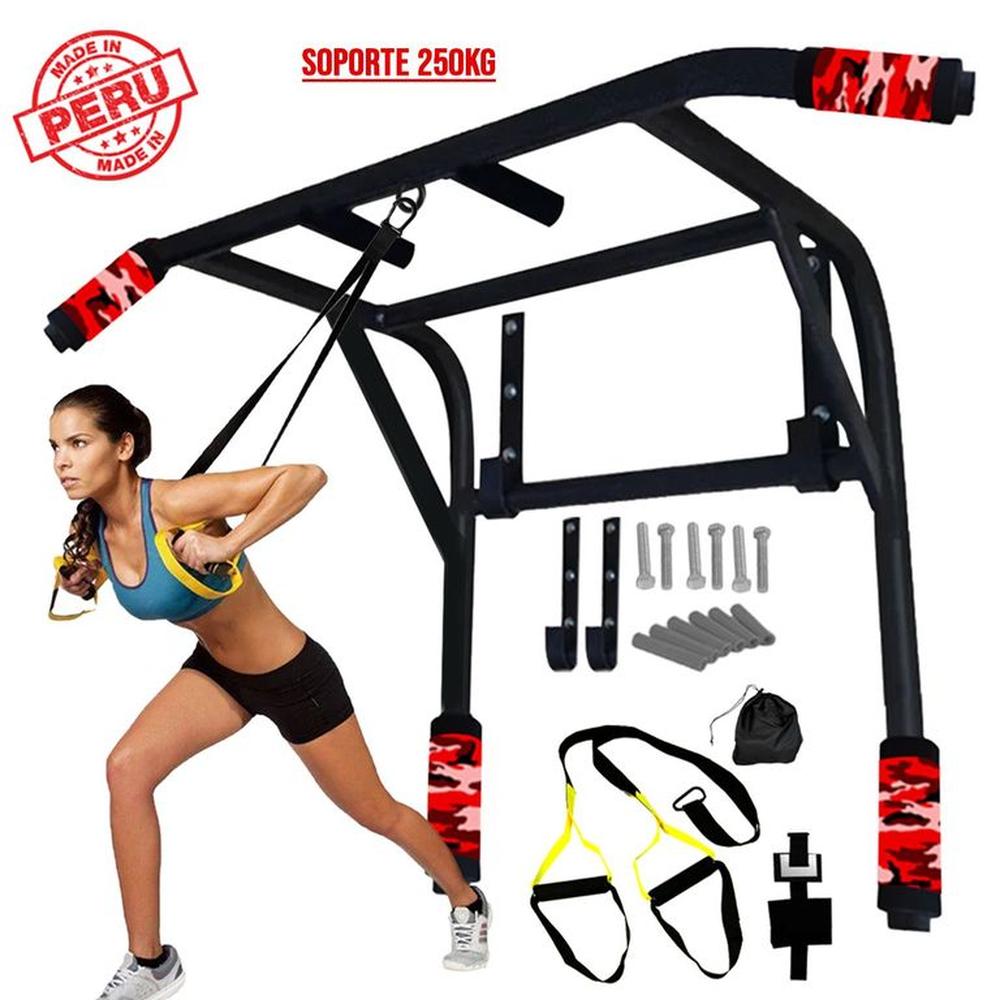 Barra 2 en 1 Soporte 250KG + Banda de Suspensión TRX