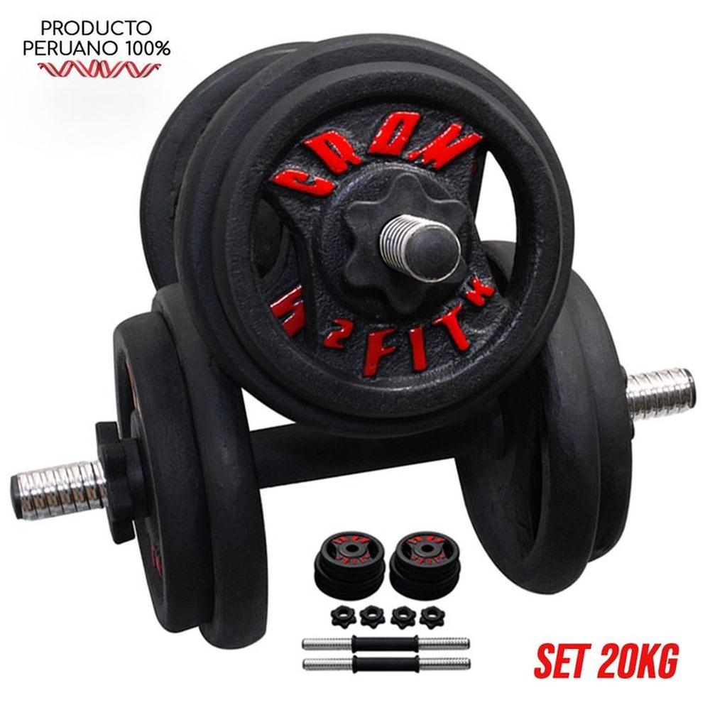 Pesas Set Nacional 20KG + Mancuernas