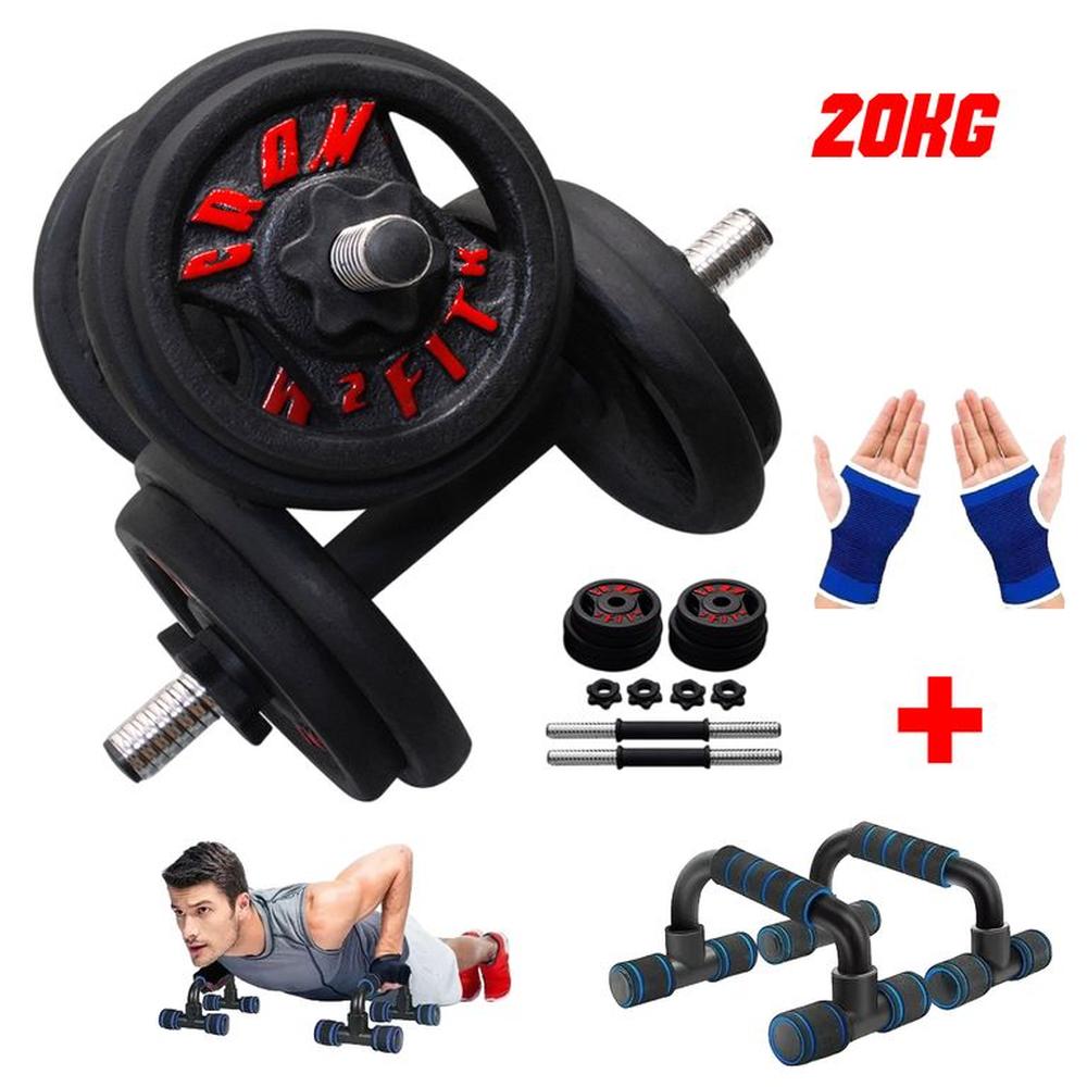 Set Super Pesas 20kg + Push up + Guantes Gym