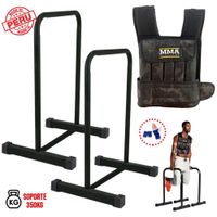 BARRA PARALELAS CON CHALECO 20 KG Y GUANTES GYM