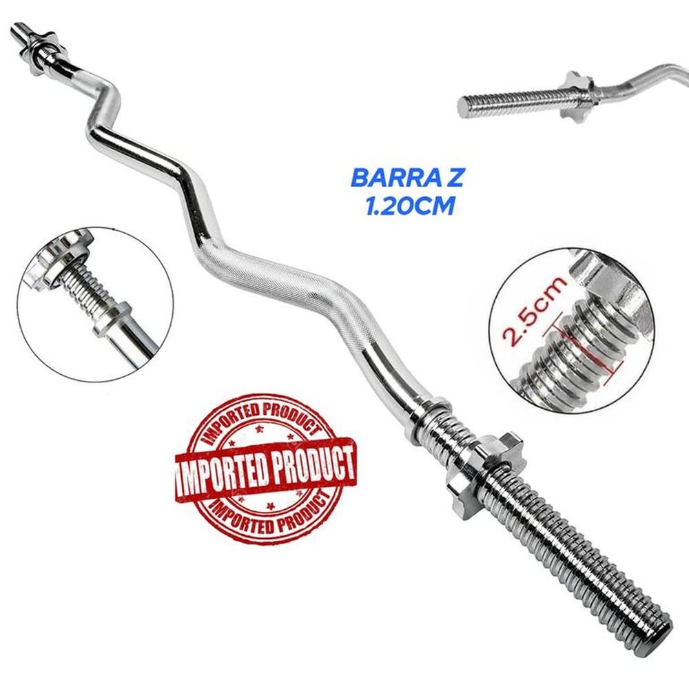 Barra Z De 120m Acero Cromada Seguros Pesas