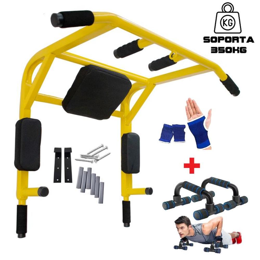 Barra Dominadas 15 en 1 Premium + Push UP + Guantes Gym