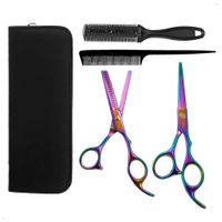 Combo Tijera Peluqueria de Corte Pulir Tornasol Peine