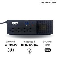 Estabilizador GTX G-09 1000va/500w 4 Salidas Cable De 1.1mts