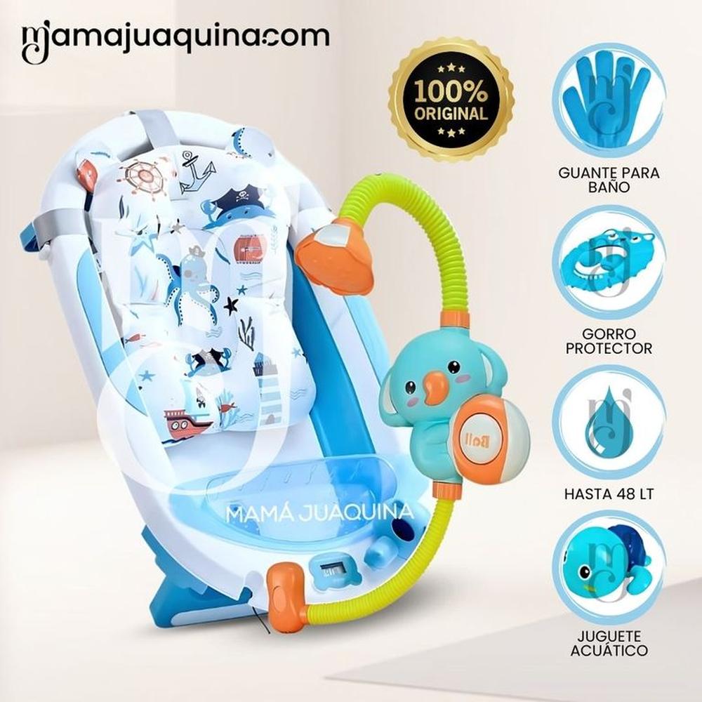 Bañera Plegable con Regadera «MEMO» Light Blue