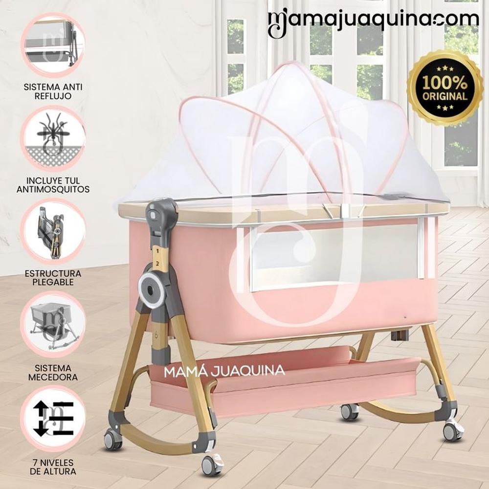 Cuna Colecho Mecedora Plegable 2 en 1 «LAYNE» de Lujo Pink