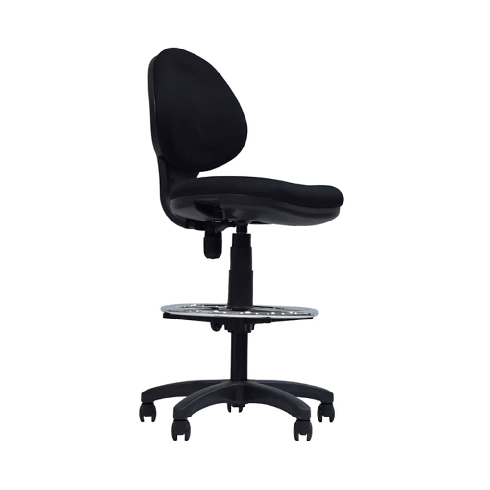 Silla Cajero Focus Color Negro Base Nylon Aro Cromado Sb Ofideas