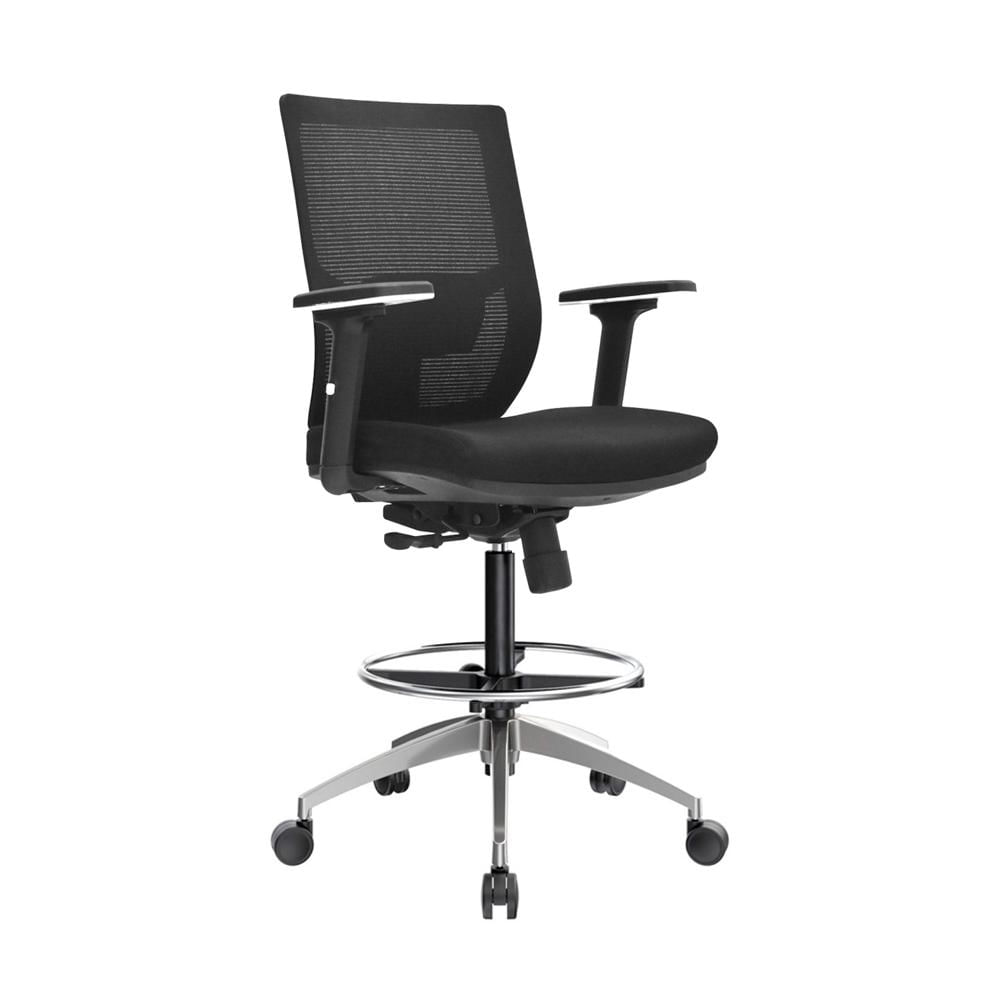 Silla Cajero Ergonómico Lims Base Aluminio Aro Cromado Negro Ofideas