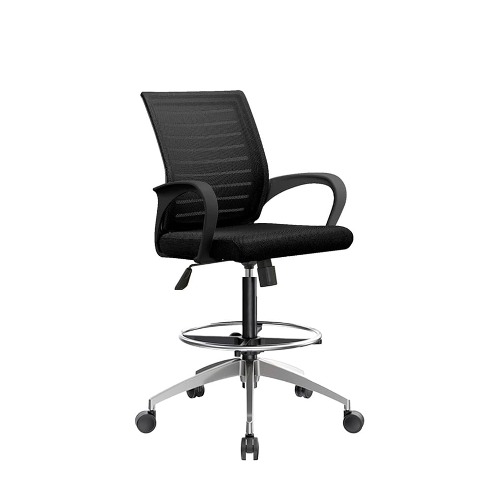 Silla Cajero Dex Color Negro Base Aluminio Aro Cromado Ofideas