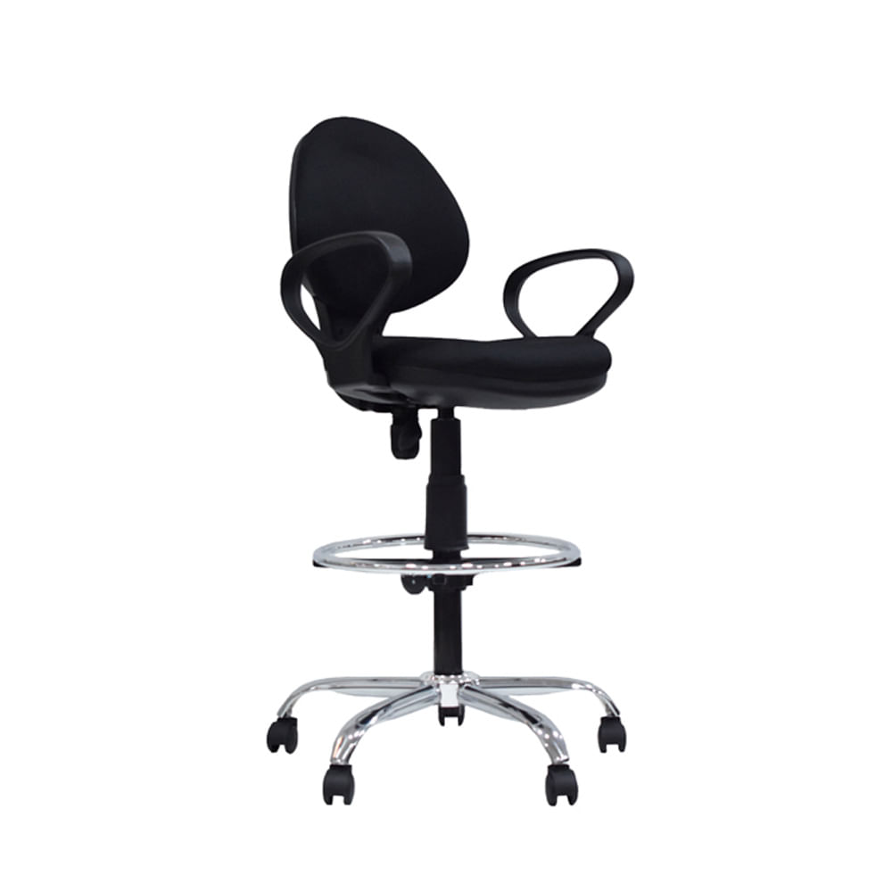 Silla Cajero Focus Color Negro Base Cromado Aro Cromado Cb Ofideas
