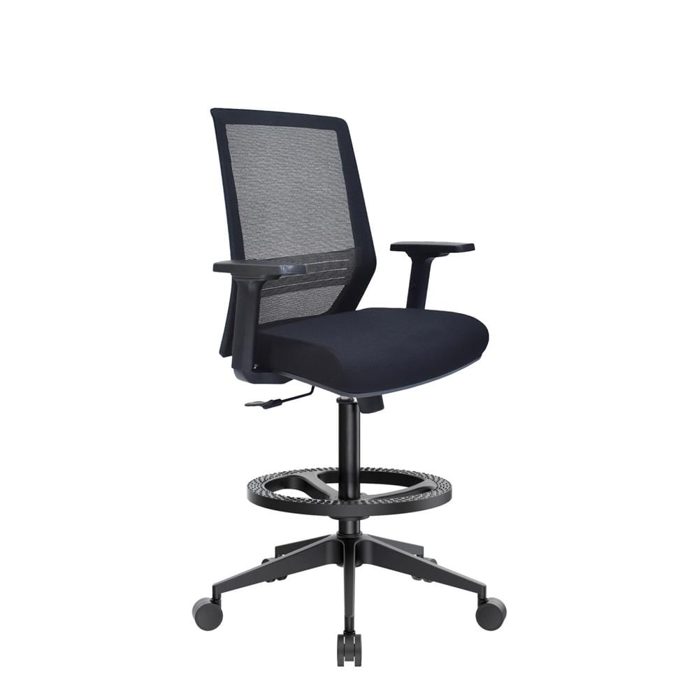 Silla Cajero Ergonómico Musk Negro Base Nylon Aro Nylon Ofideas