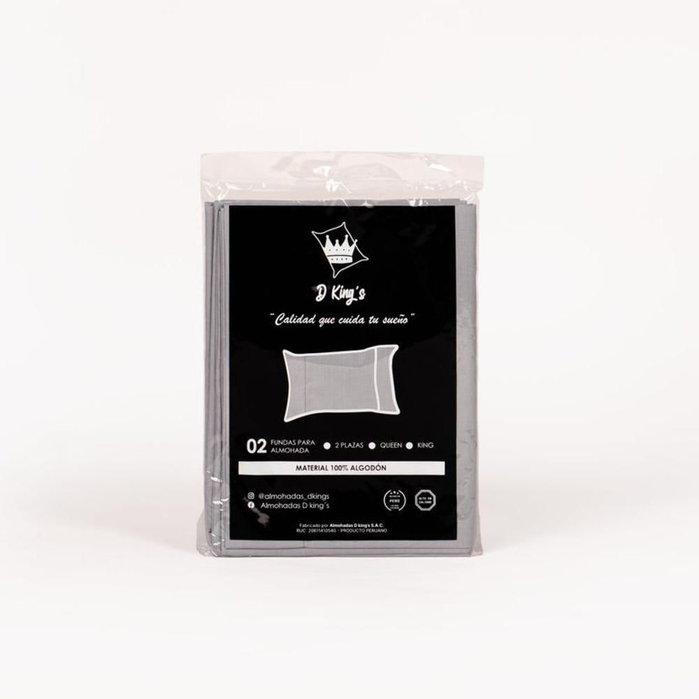 Fundas de Almohadas King SIze Set X2 Gris – 180 Hilos