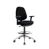 Silla Cajero Ergonómico Rudy Alta Eco Br Base Aluminio Aro Cromado Ofideas