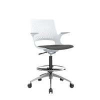 Silla Cajera Ergonómica Buró Gris/Blanco Base Aluminio Aro Cromado Ofideas