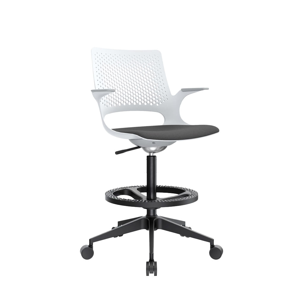 Silla Cajera Ergonómica Buró Gris/Blanco Base Nylon Aro Nylon Ofideas