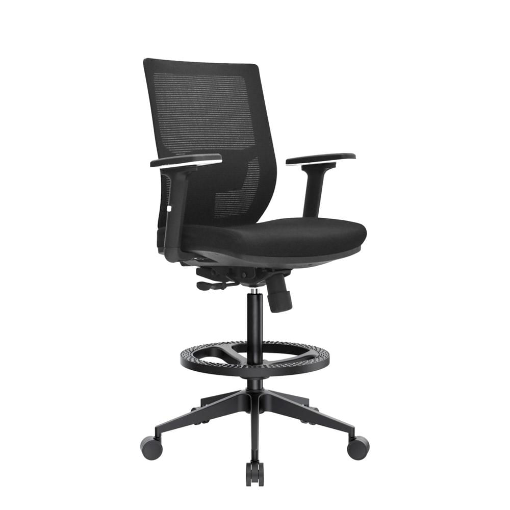 Silla Cajero Ergonómico Lims Base Nylon Aro Nylon Negro Ofideas
