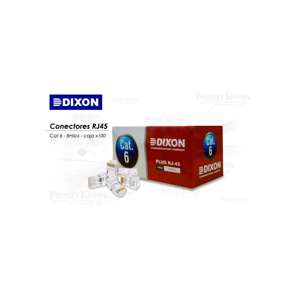 Conector de red RJ45 Dixon Cat-6 para alta velocidad, ideal para redes domésticas y oficina