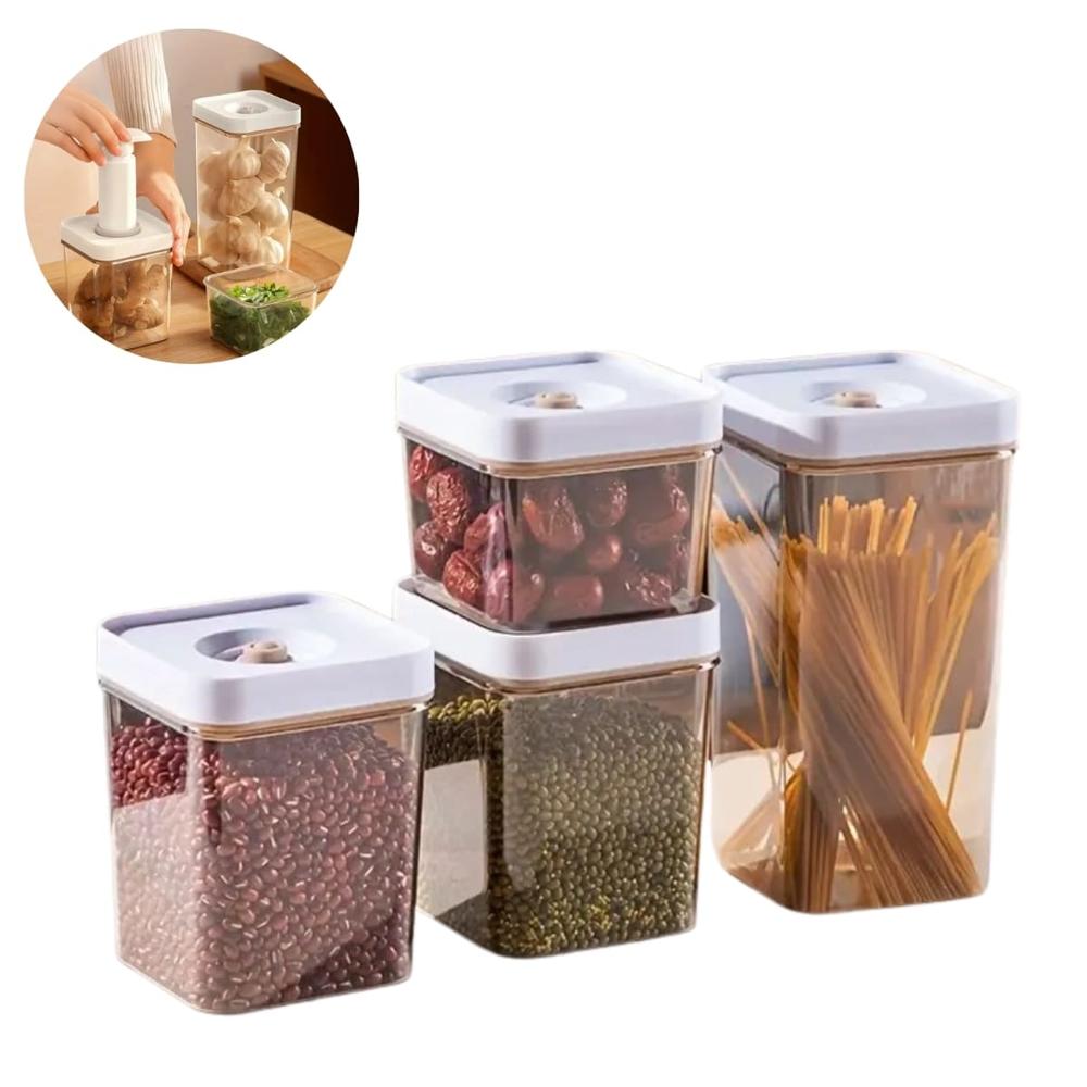 Set de 4 Frascos Hermèticos con Sellado al Vacio 496ST01