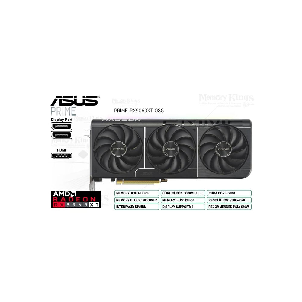 Asus Radeon RX 9060 XT 8GB 128-bit - Tarjeta gráfica de alto rendimiento para gamers