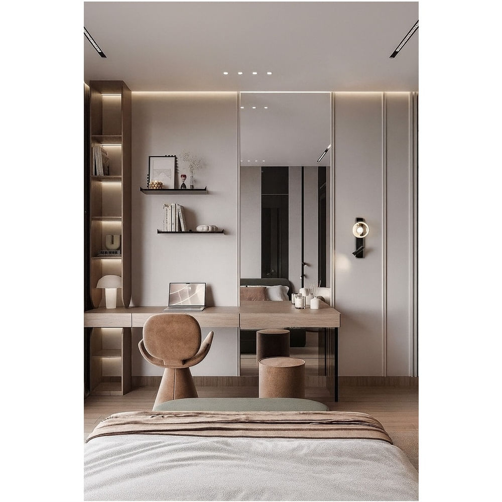 Tocador Elegante con Espejo más Estante Lateral Mircela Color Bardolino TU MESITA