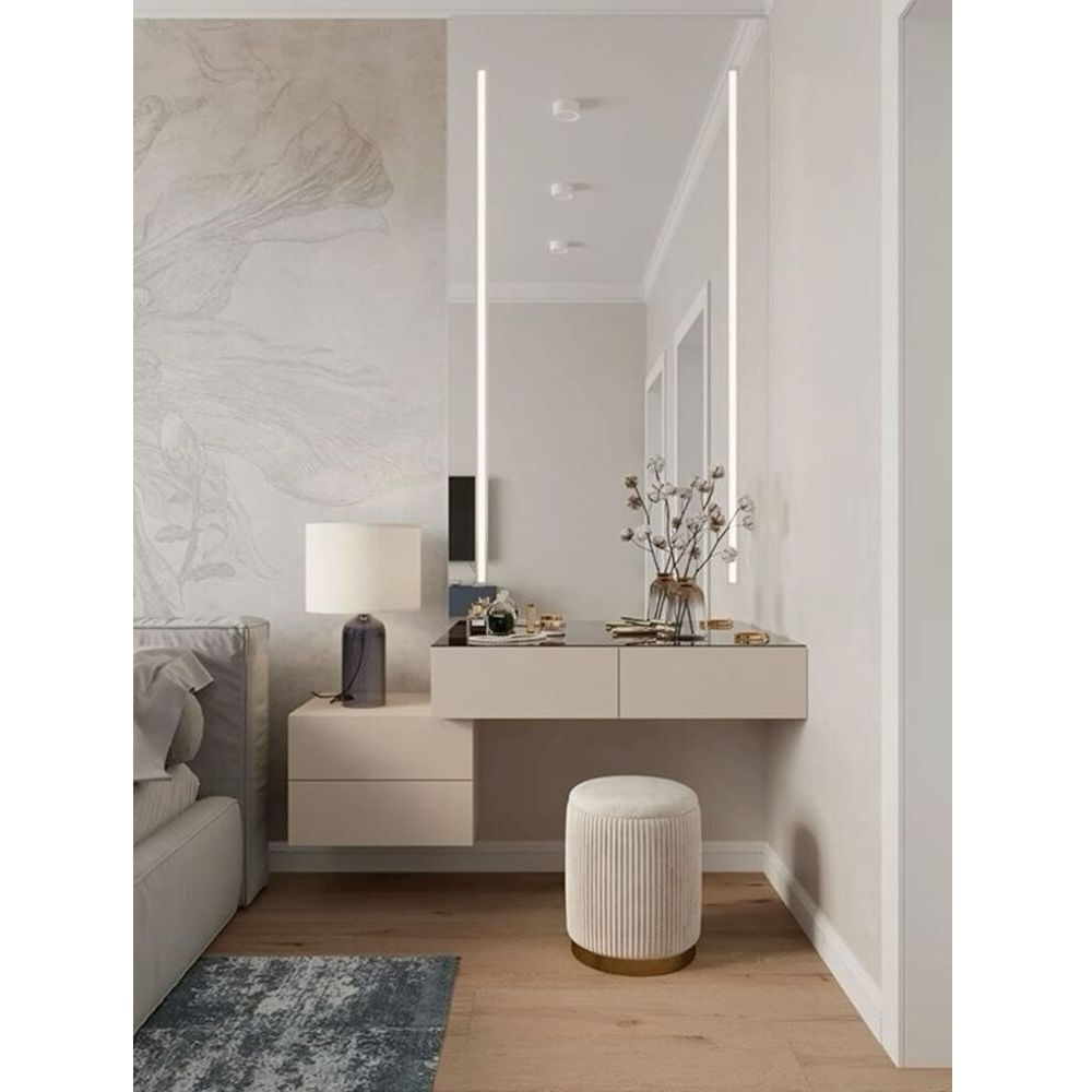 Tocador con Velador Flotante más Espejo Led Meria Color Capri TU MESITA