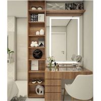 Tocador Elegante con Espejo Led más Estantes Lyssa Color Espresso TU MESITA