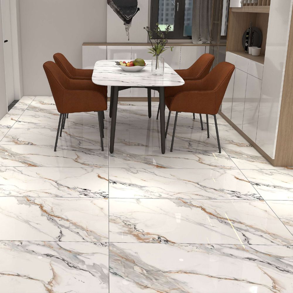 Piso Porcelanato Marmolizado Carrara Blanco 1.20x60 2.16m2 Orange