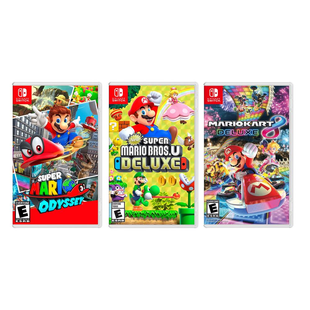 New Super Mario Bros U + Super Mario Odyssey + Mario Kart 8 Deluxe Nintendo Switch