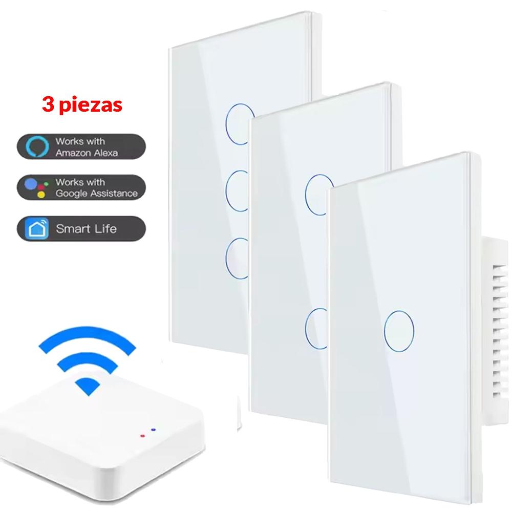 Interruptor Inteligente Pack de 3 Alexa Google Smart Wifi 1, 2 Y 3 botones