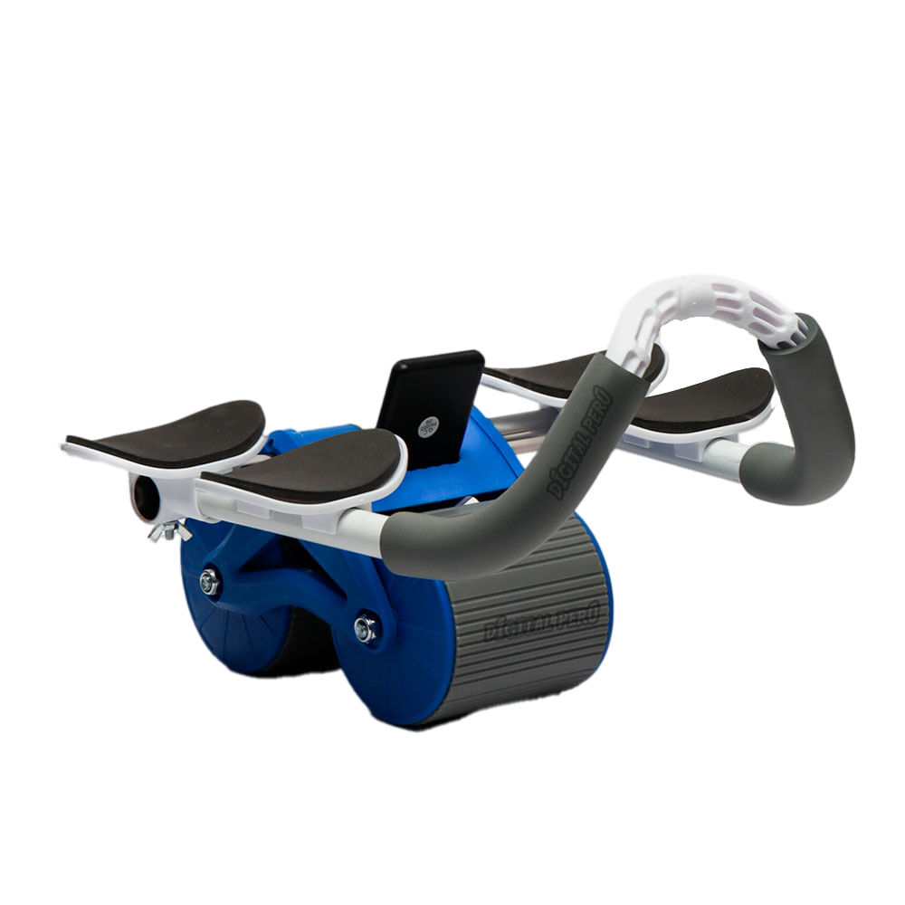 Rueda Abdominal Doble con Rebote Automático, Soporte y Temporizador Gratis Color Azul