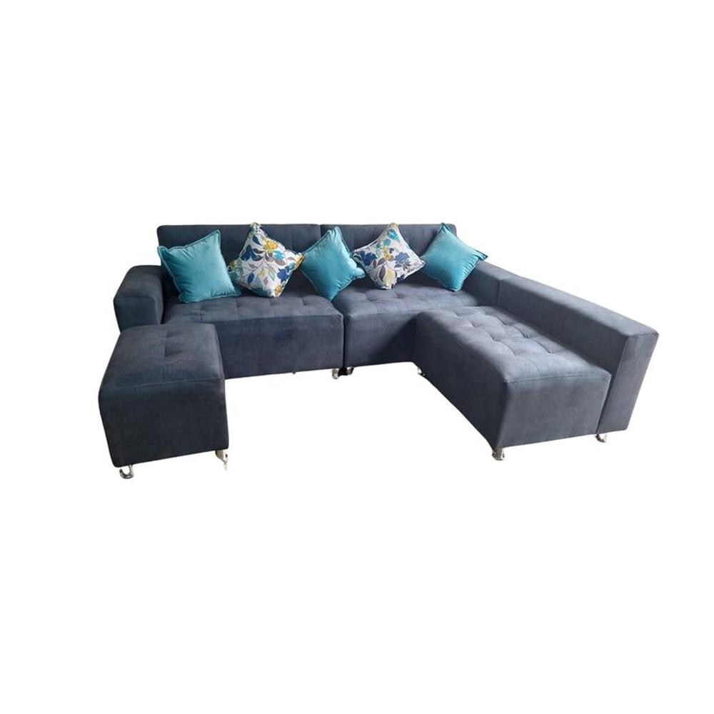 Seccional Paradisse 3 Piezas + Banqueta + 6 cojines - Gris Oscuro
