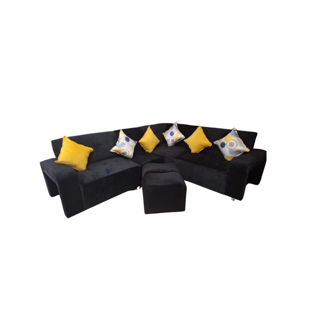 Seccional Burbuja 4 piezas 2-PUF- 6 cojines - Negro